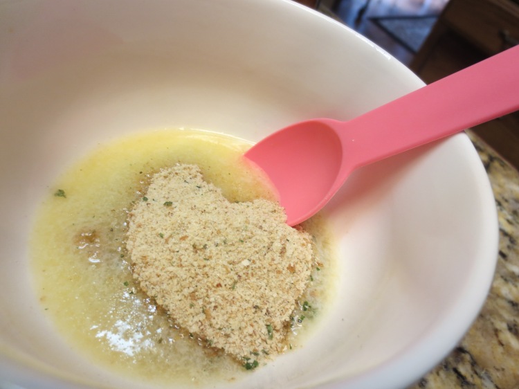 tablespoon of melted butter with several tablespoons of breadcrumbs (i used pre-seasoned italian breadcrumbs)